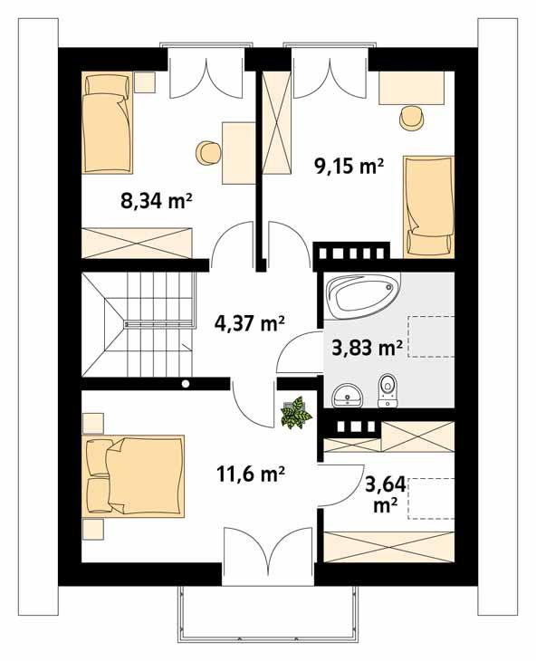 Rzut poddasza POW. 57,7 m²