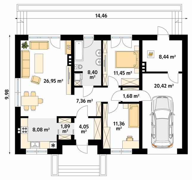 Rzut parteru POW. 110,1 m²