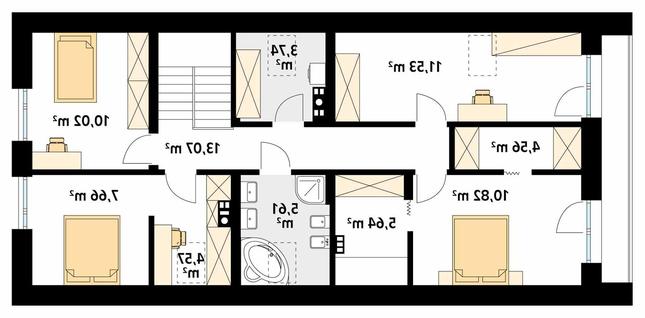 Rzut poddasza lustro POW. 101,3 m²
