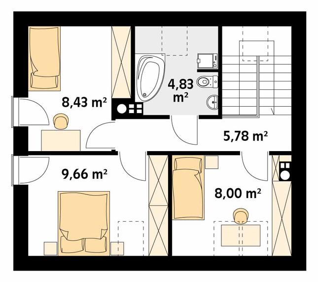 Rzut poddasza POW. 48,1 m²