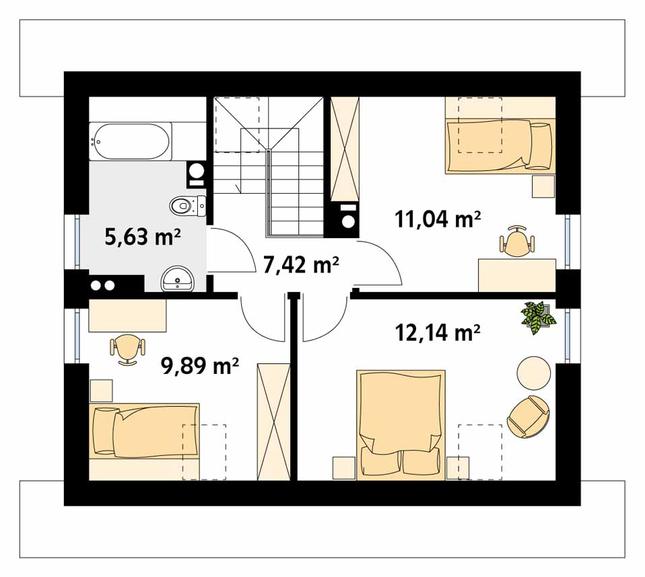 Rzut poddasza POW. 54,3 m²