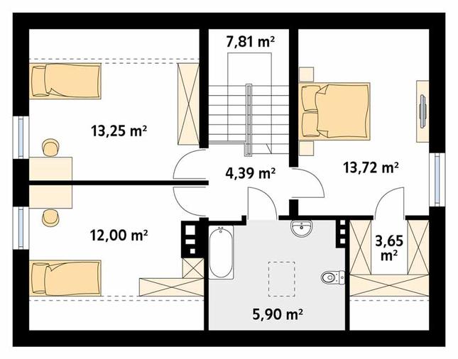 Rzut poddasza POW. 88,4 m²