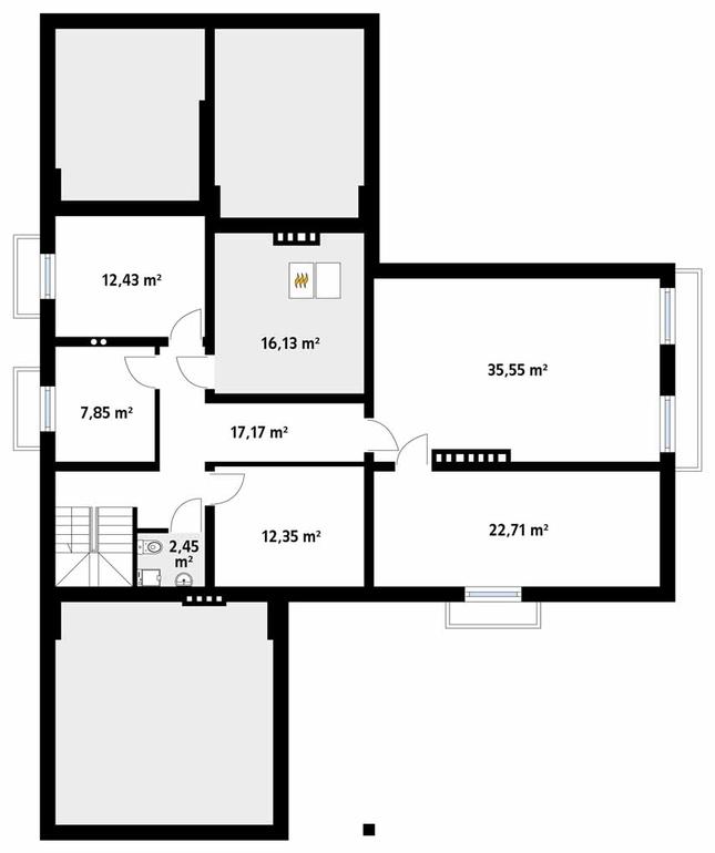 Rzut piwnicy POW. 126,6 m²