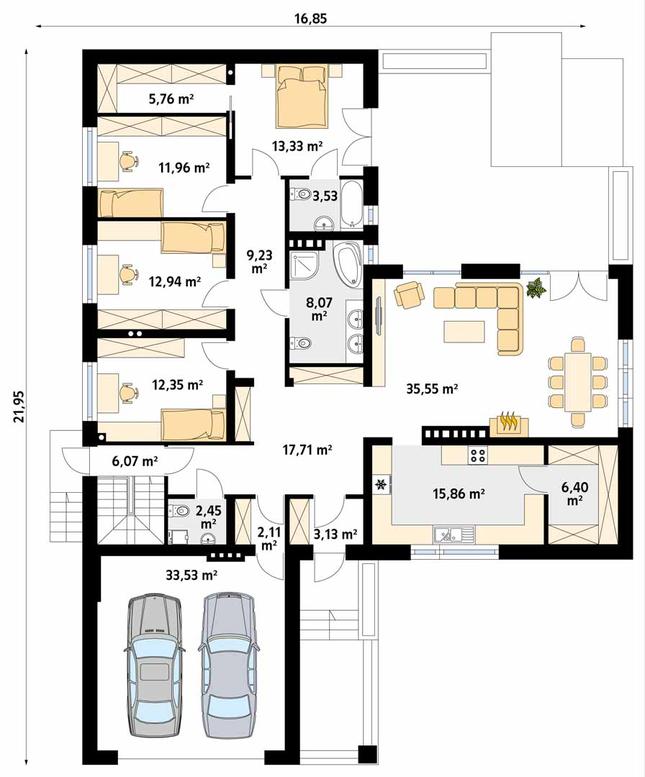 Rzut parteru POW. 200,0 m²