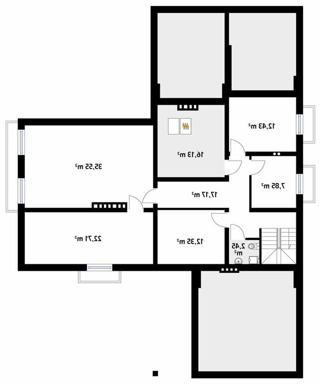 Rzut piwnicy lustro POW. 126,6 m²