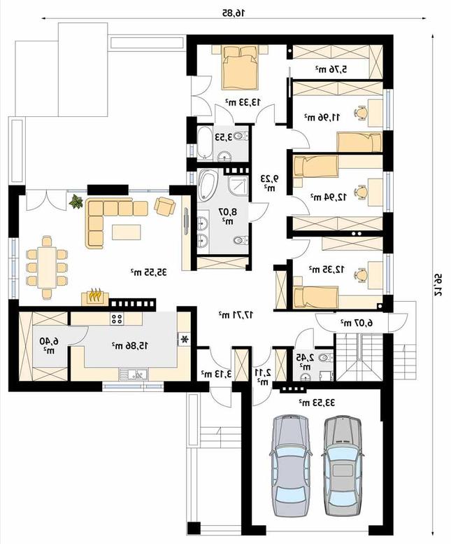 Rzut parteru lustro POW. 200,0 m²