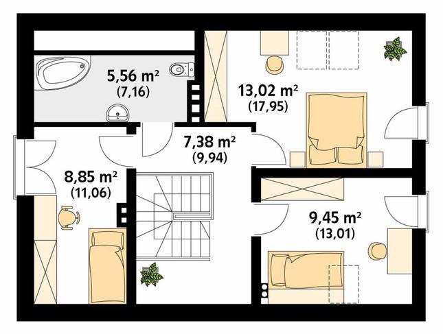 Rzut poddasza POW. 59,1 m²