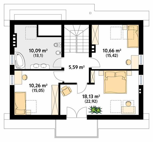 Rzut poddasza POW. 72,1 m²