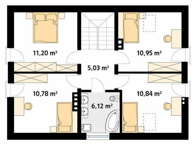 Rzut poddasza POW. 72,9 m²