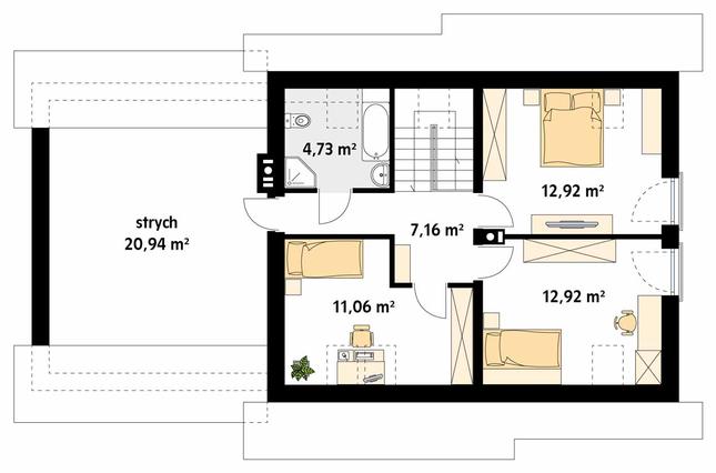 Rzut poddasza POW. 100,4 m²