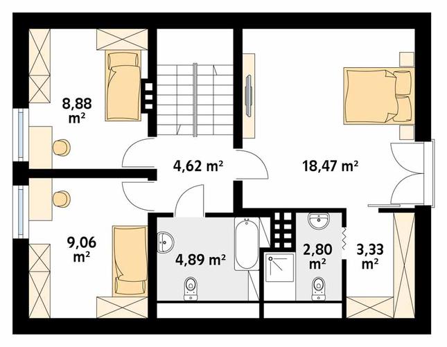 Rzut poddasza POW. 73,9 m²