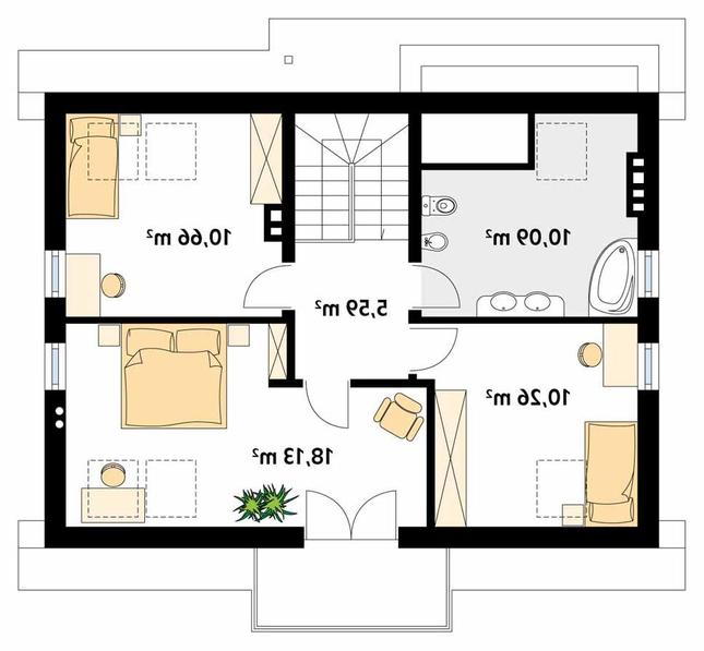 Rzut poddasza lustro POW. 72,5 m²