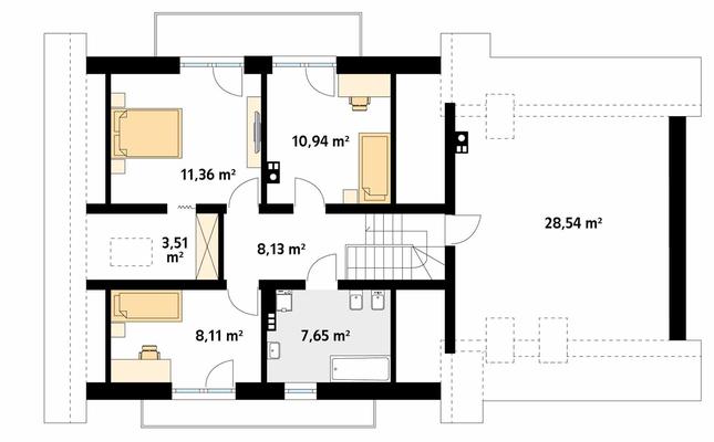 Rzut poddasza POW. 101,5 m²