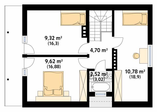 Rzut poddasza POW. 59,8 m²