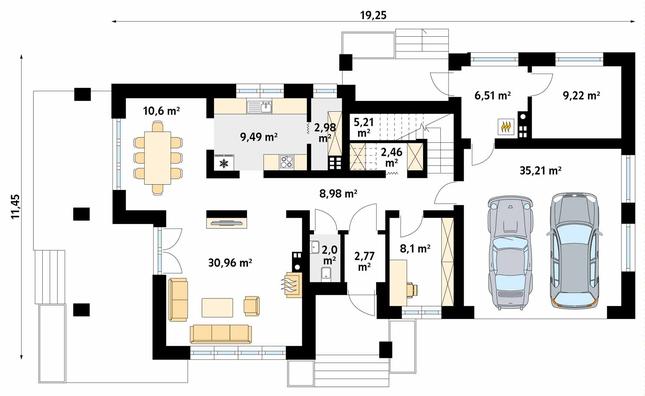 Rzut parteru POW. 134,5 m²