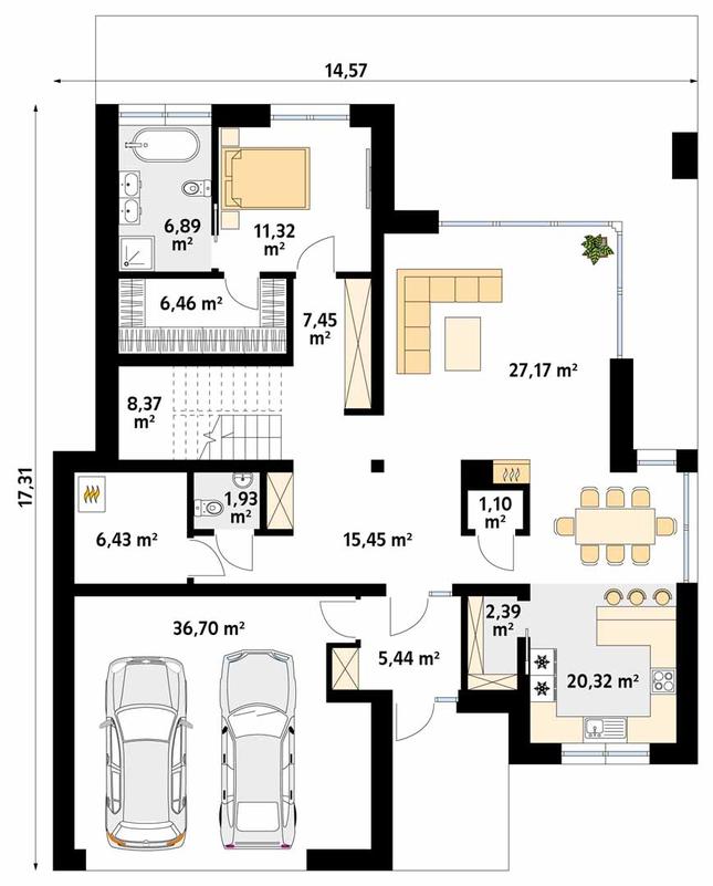 Rzut parteru POW. 157,4 m²