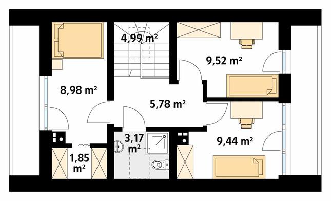 Rzut poddasza POW. 48,7 m²