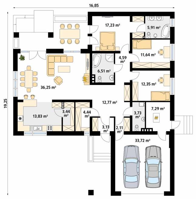 Rzut parteru POW. 178,9 m²