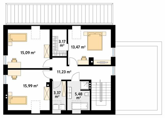 Rzut poddasza POW. 84,0 m²