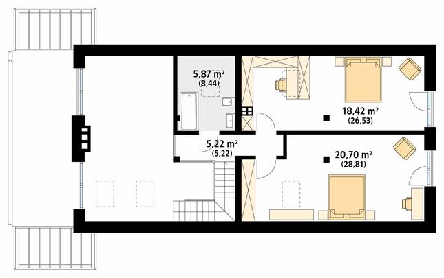 Rzut poddasza POW. 69,0 m²