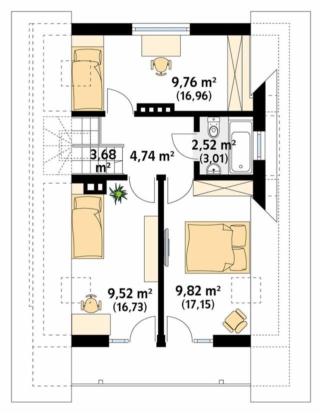 Rzut poddasza POW. 62,3 m²
