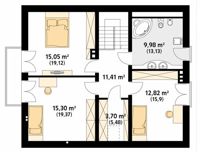 Rzut poddasza POW. 84,4 m²
