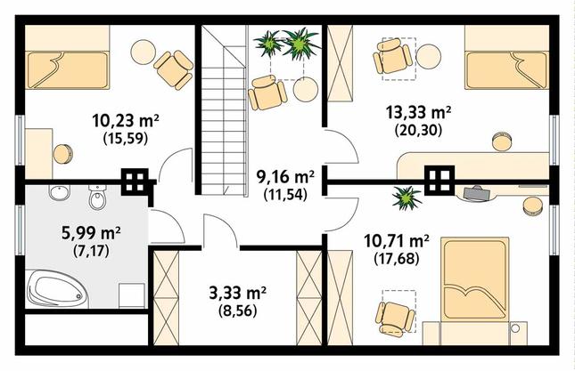 Rzut poddasza POW. 80,8 m²