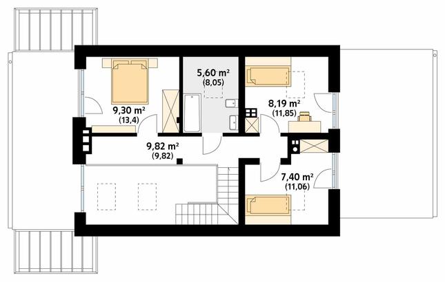 Rzut poddasza POW. 54,2 m²