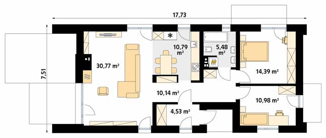 Rzut parteru POW. 87,1 m²