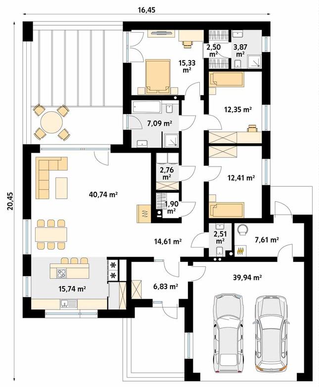 Rzut parteru POW. 186,2 m²