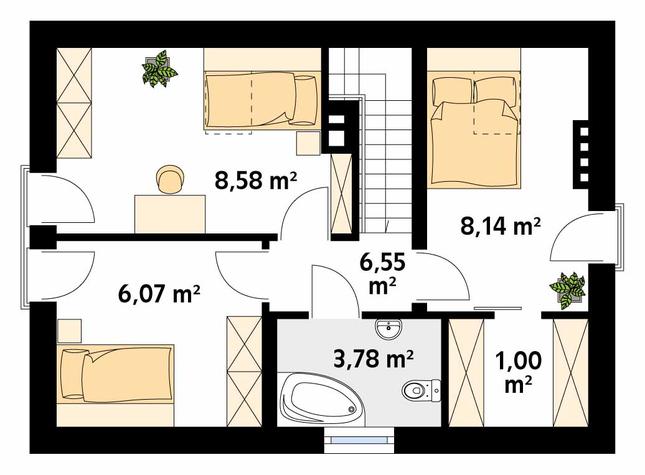 Rzut poddasza POW. 53,4 m²