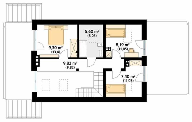 Rzut poddasza POW. 54,2 m²