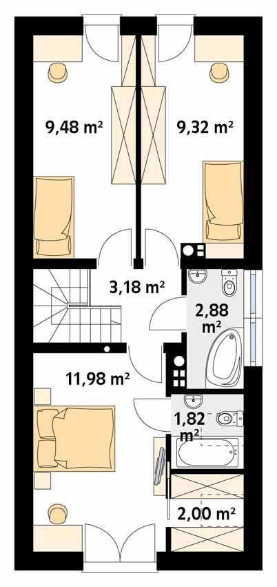 Rzut poddasza POW. 55,8 m²