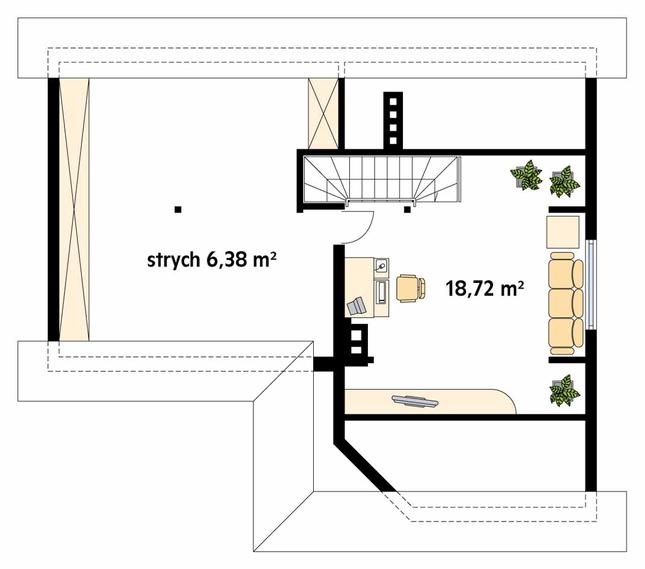 Rzut poddasza POW. 52,2 m²