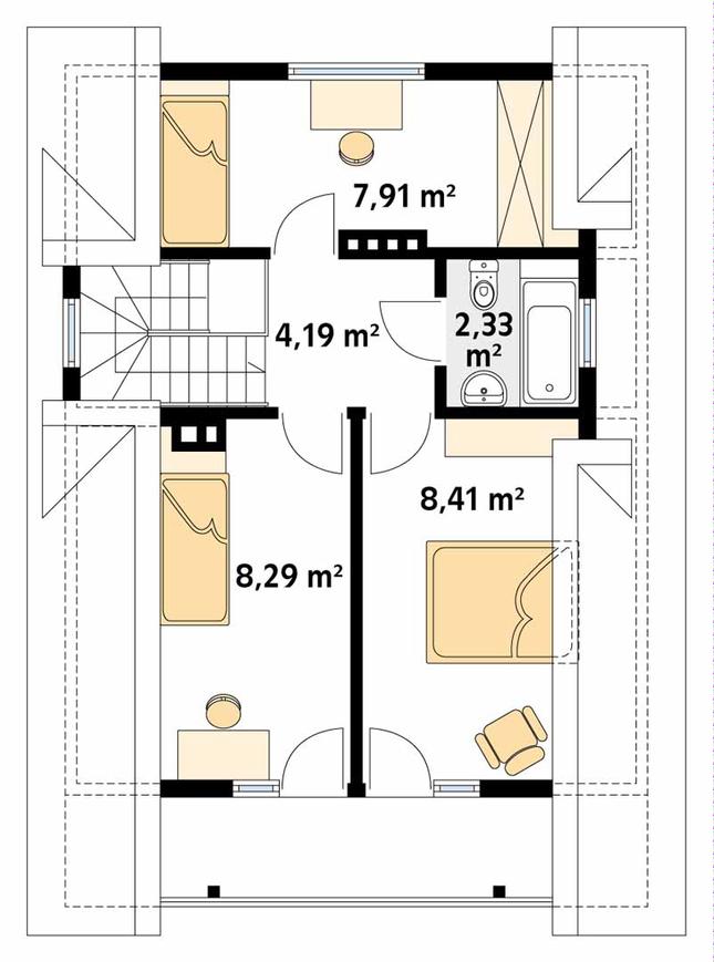 Rzut poddasza POW. 56,5 m²