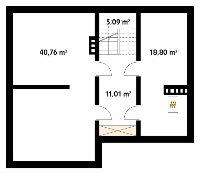 Rzut piwnicy POW. 75,7 m²