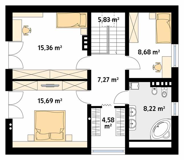 Rzut poddasza POW. 80,7 m²