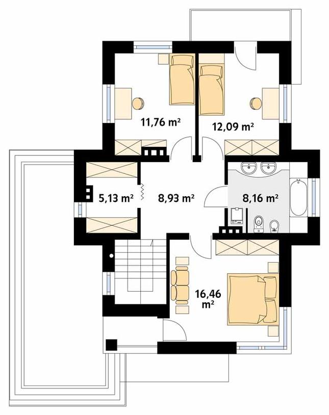 Rzut piętra POW. 62,5 m²
