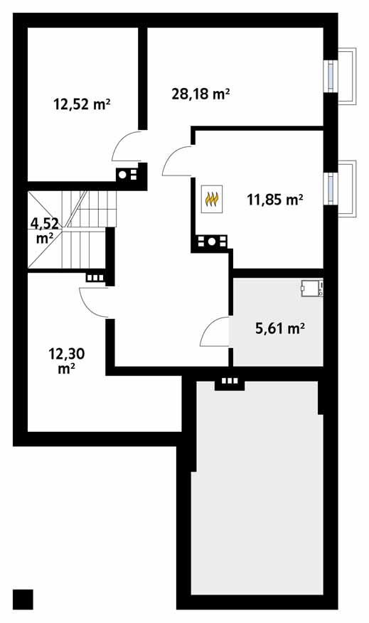 Rzut piwnicy POW. 75,0 m²