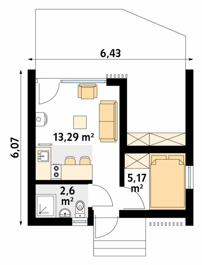 Rzut parteru POW. 21,1 m²