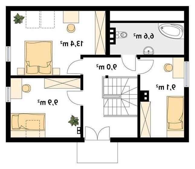 Rzut poddasza lustro POW. 62,7 m²