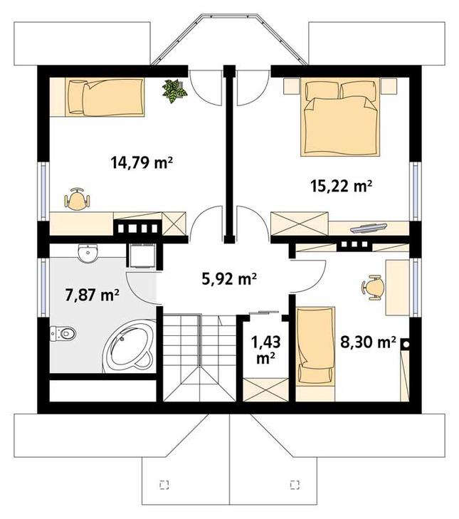 Rzut poddasza POW. 63,2 m²