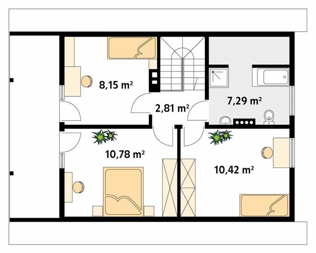 Rzut poddasza POW. 57,1 m²
