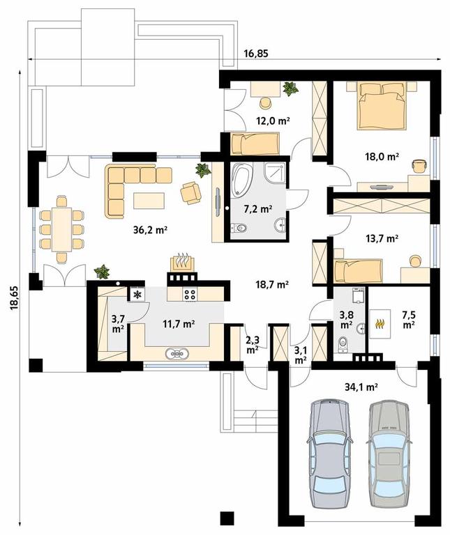 Rzut parteru POW. 172,0 m²