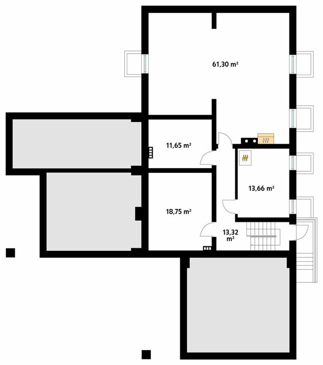 Rzut piwnicy POW. 118,7 m²