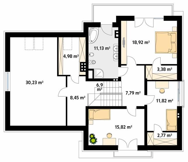Rzut poddasza POW. 138,4 m²