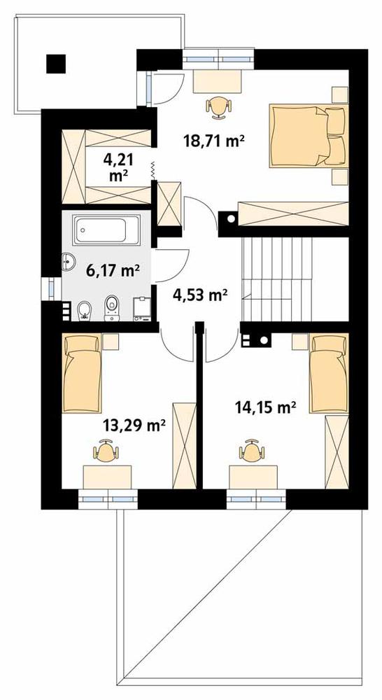 Rzut piętra POW. 61,0 m²