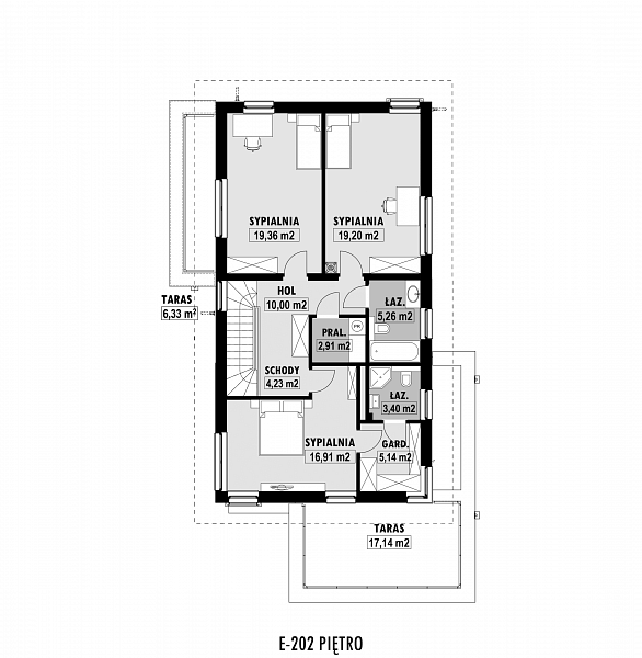 Rzut piętra POW. 109,9 m²