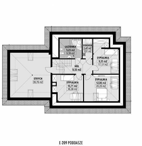 Rzut poddasza POW. 116,4 m²