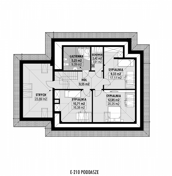 Rzut poddasza POW. 100,5 m²